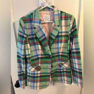 Green plaid blazer